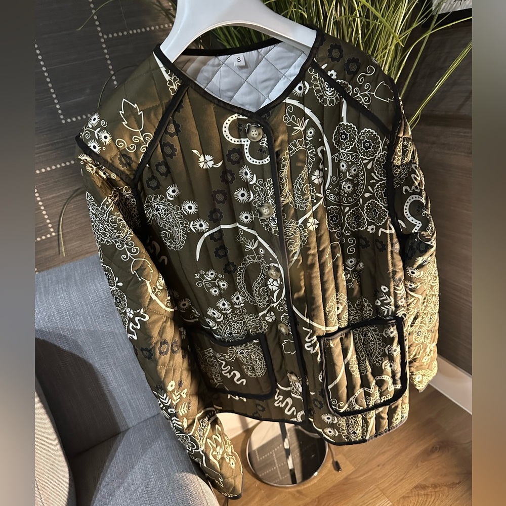 Olive Patterned Women's Jacket - image 3
